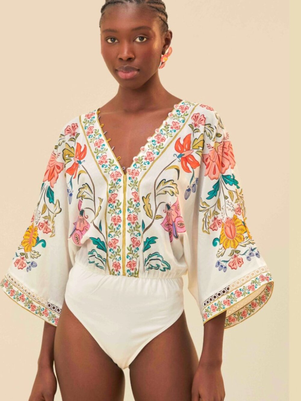 FARM Rio Off-White Insects Floral Bodysuit - Picture 4 of 13